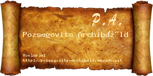 Pozsegovits Archibáld névjegykártya